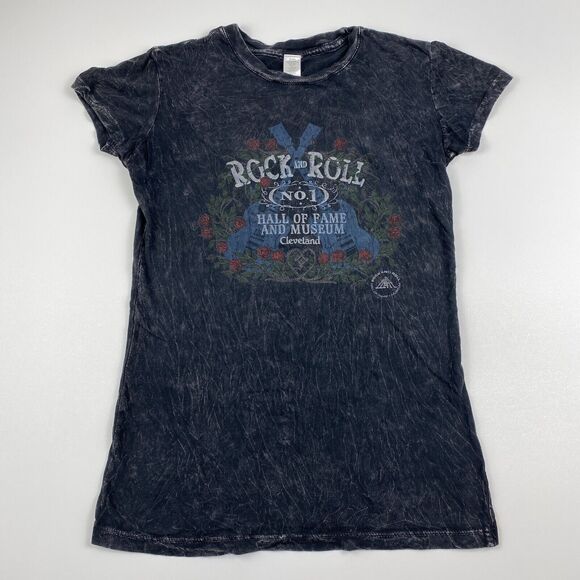 Rock And Roll Hall Of Fame + Museum Shirt Womens Small Short Sleeve Acid Wash - Picture 1 of 9